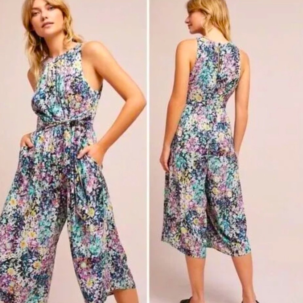 💐 Floral Anthropologie Selena Tracy Reese Floral Halter Neck Jumpsuit 💐